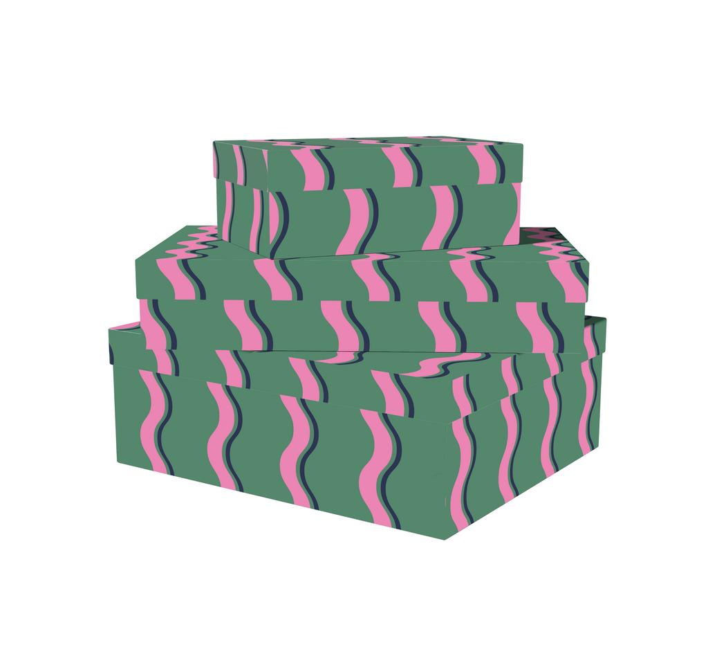 Коробка Волны (Зеленый с розовым)