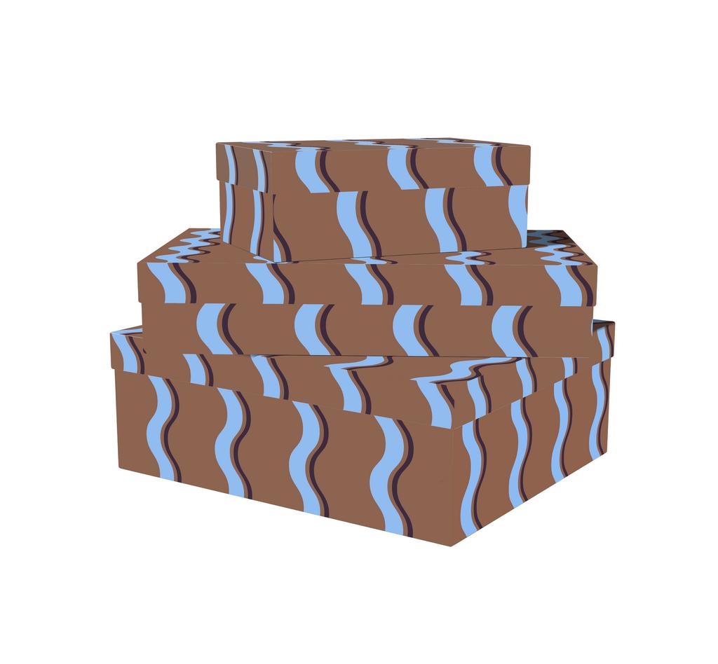 Коробка Волны (Коричневый с голубым)