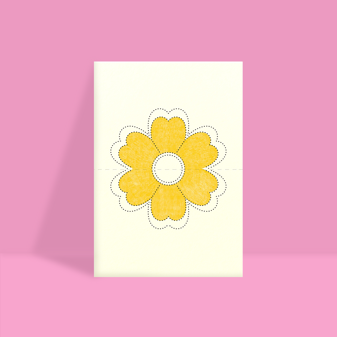 Открытка с перфорацией Цветочек (желтый)