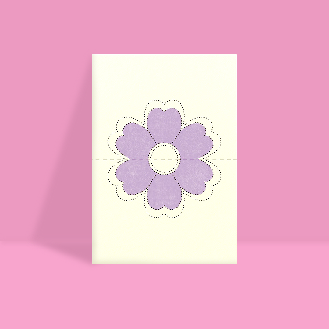 Открытка с перфорацией Цветочек (сиреневый)