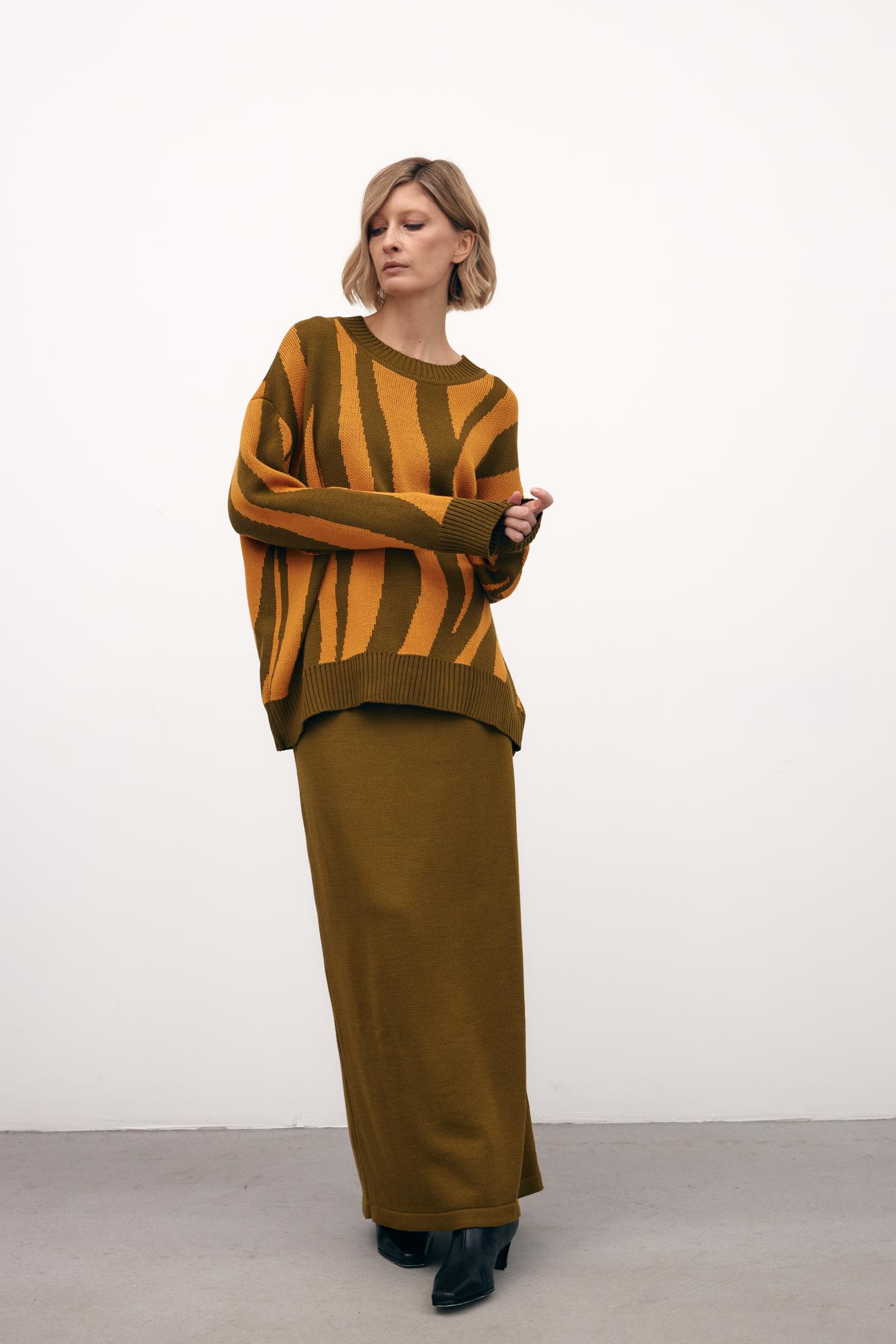 Юбка А-силуэта из шерсти горчичная