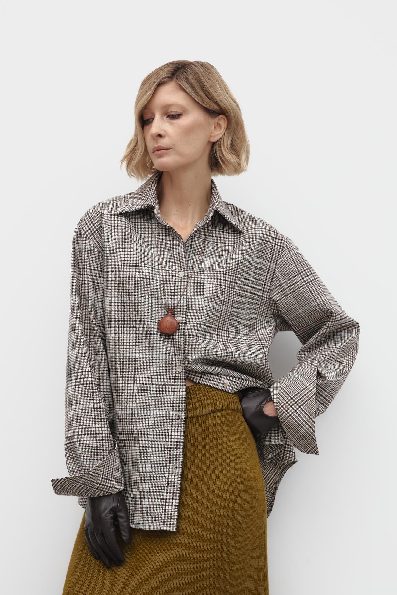 Рубашка клетка из шерсти