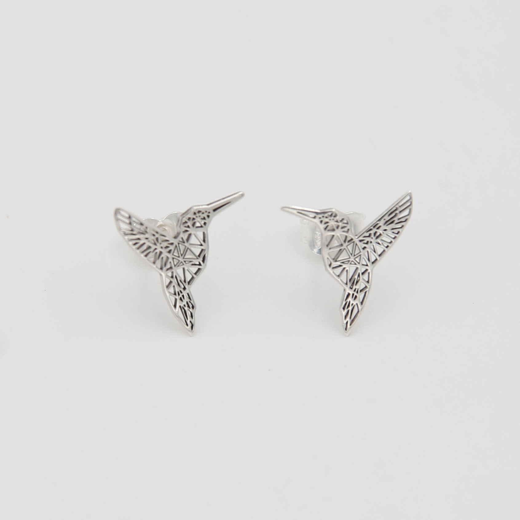 Серьги-гвоздики Колибри-оригами 1P2349