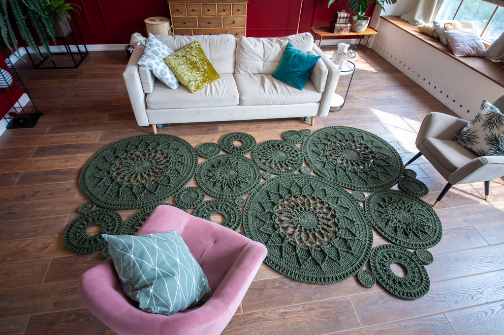 Обучающий мастер-класс по вязанию крючком: «Ковер LaceSunflowers (Подсолнухи)