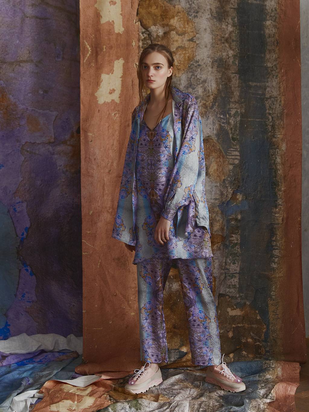 Шелковый костюм-тройка в пижамном стиле/ Pajama Silk