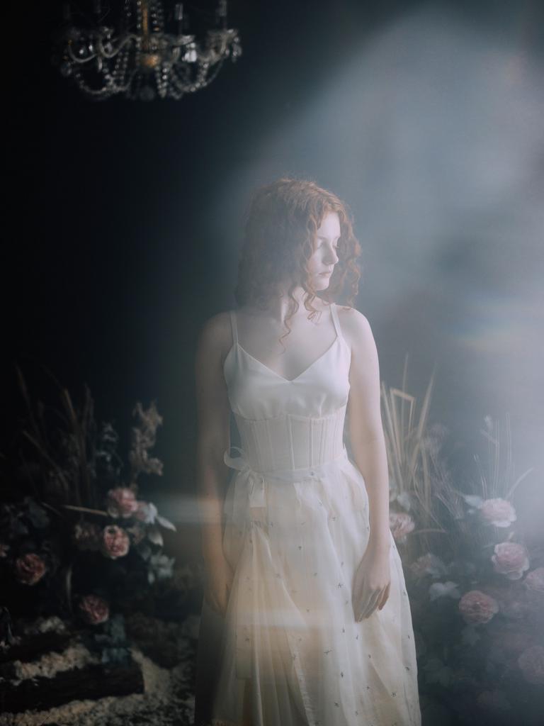 Корсет из бархата “Сливочный “