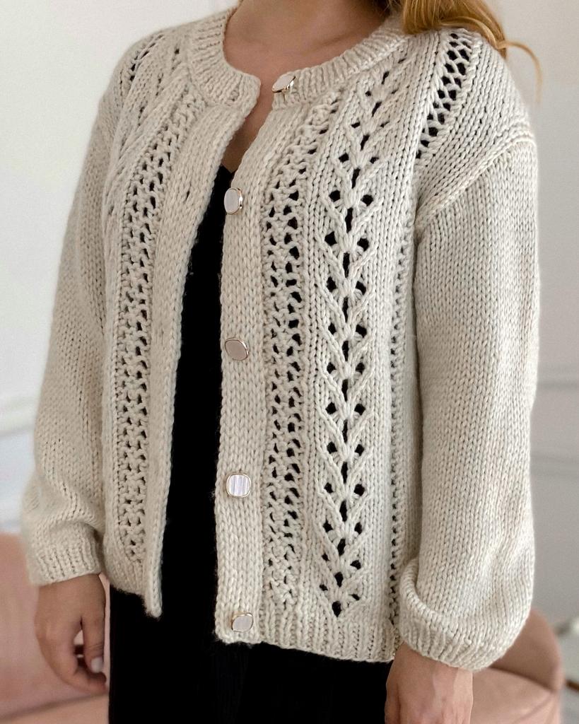 Мастер-класс спицами Кардиган Аура