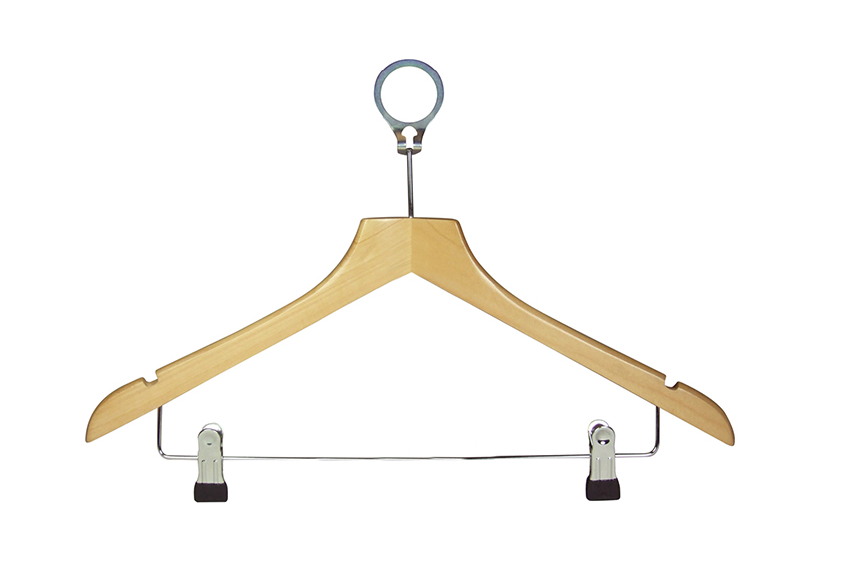 Плечики деревянные антивандальные с клипсами