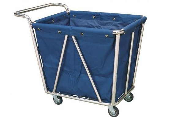 Тележка для белья на 300л. Корпус нержавеющая сталь.  Размер 55*100*95
