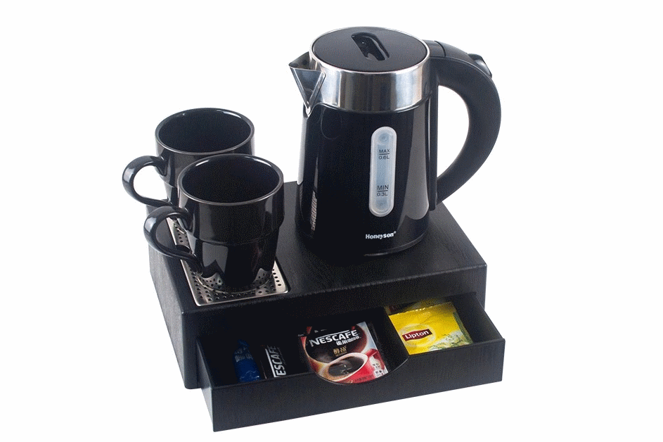 Чайный набор R 141 антивандальный, пластик, черный 267*190*80 Объем: 0,6 литра Мощность: 800 W