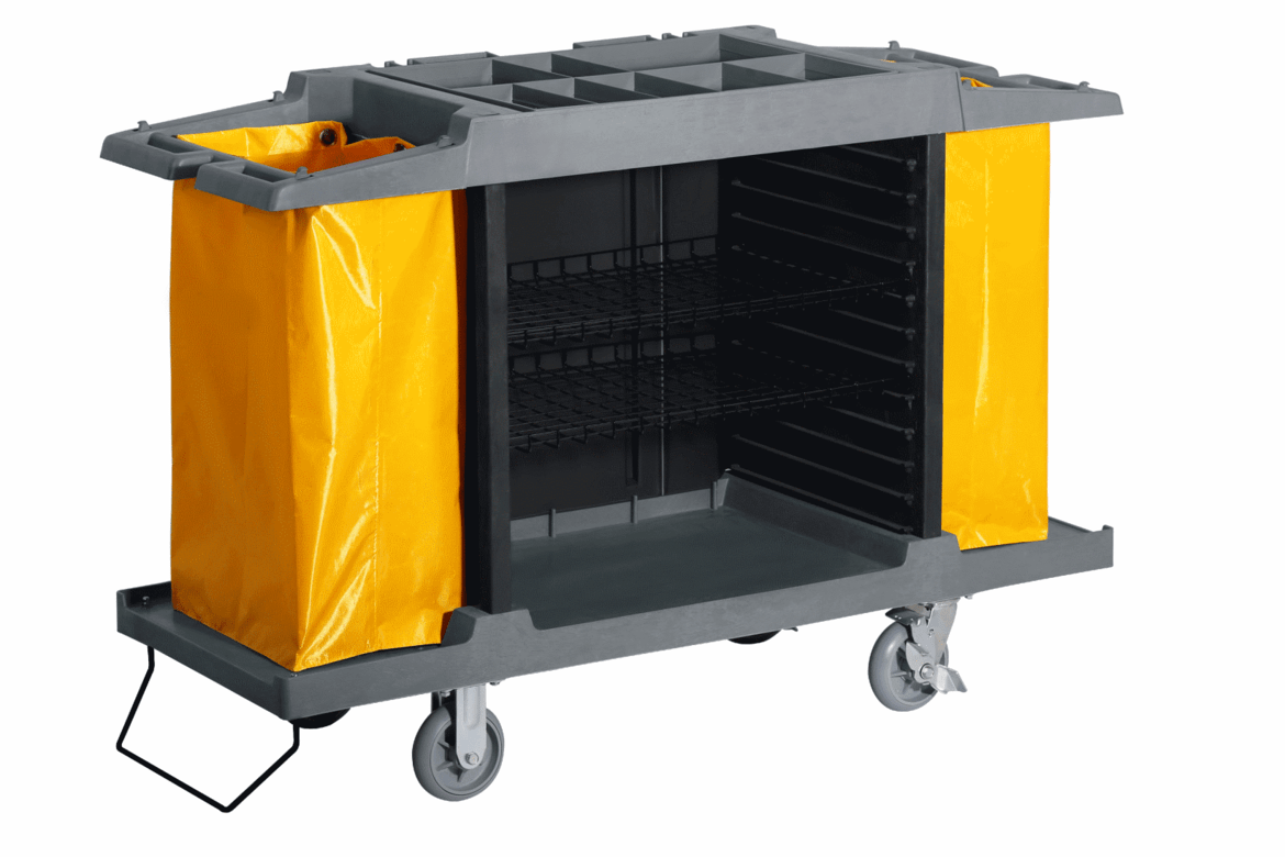 Тележка для горничных с полками и 2-мя мешками