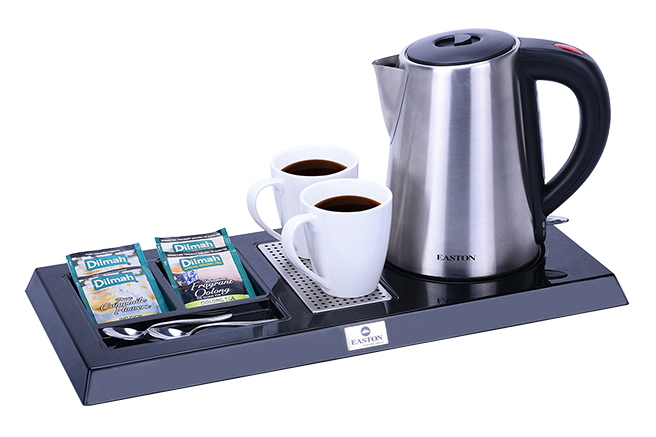 Чайный набор антивандальный R 205, пластик, черный/белый, 465*225*27  Объем: 1 литр, Мощность: 1200W