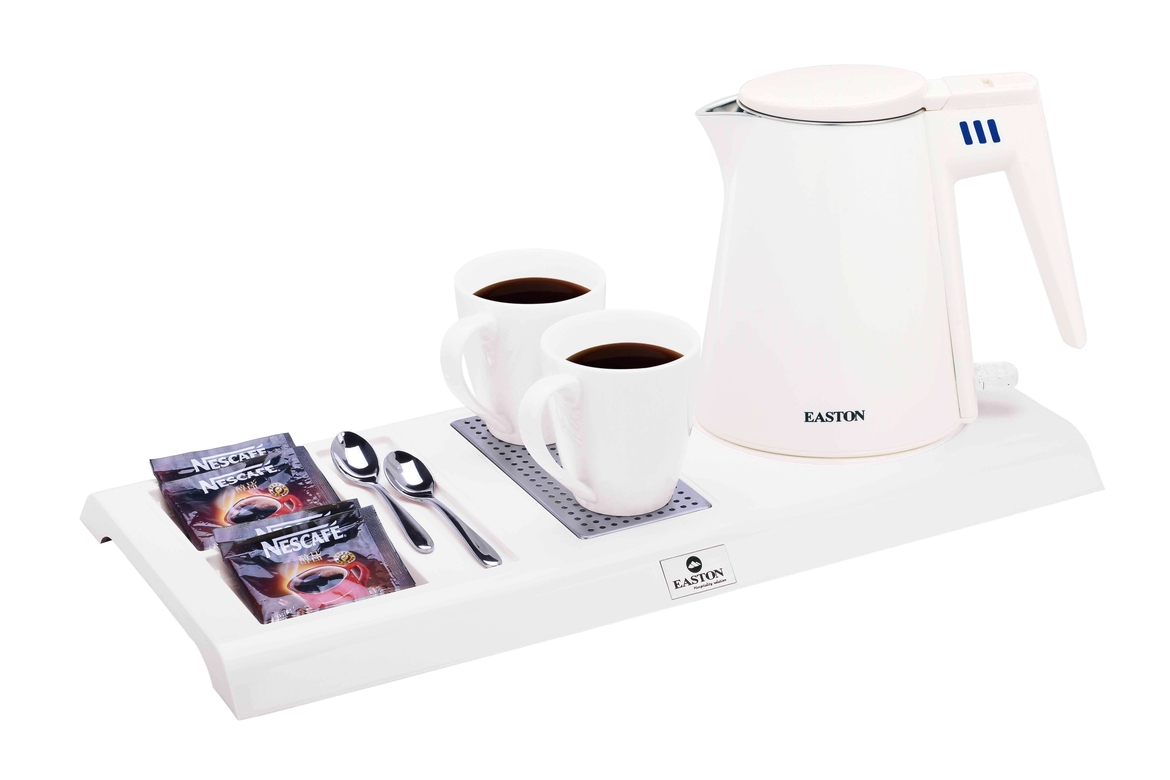 Чайный набор антивандальный R 208, пластик, черный/белый, 465*225*27  Объем: 0,6 литра Мощность: 800W