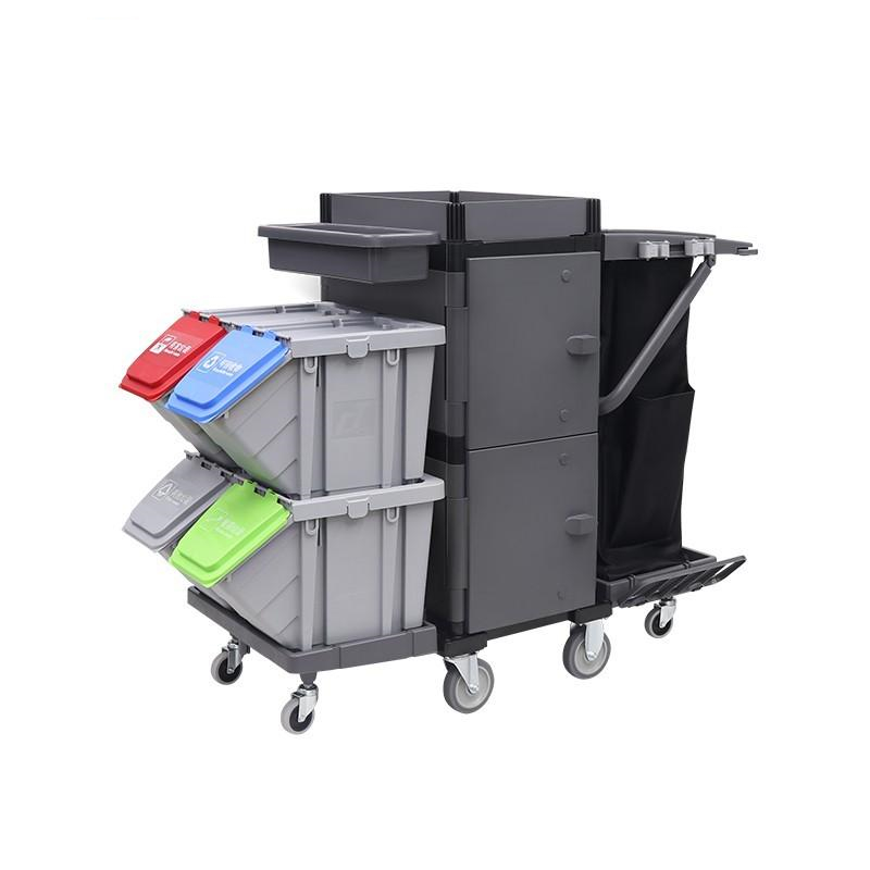 Тележка для горничных с мешком и 4 баками