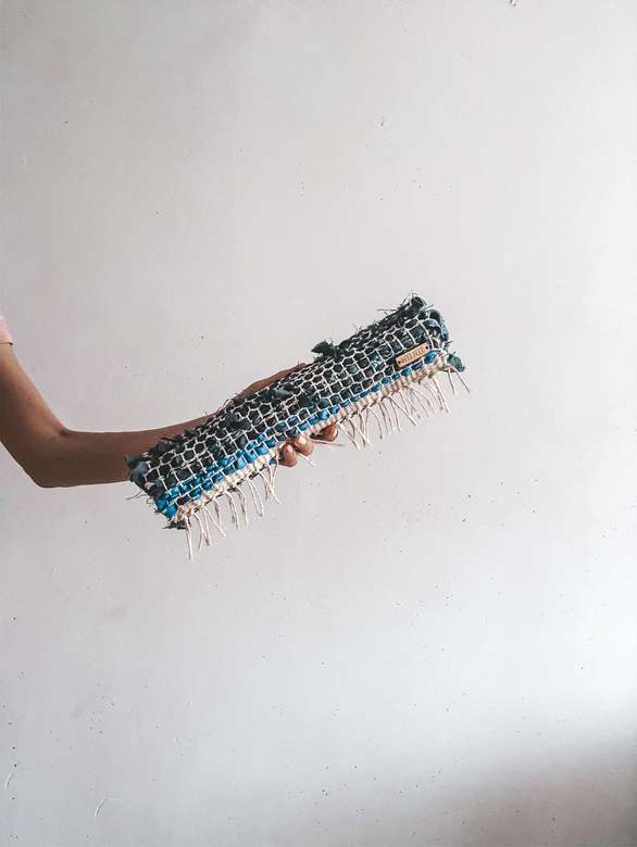 Тканый коврик из хлопка и льна вторичной переработки / 31см*44