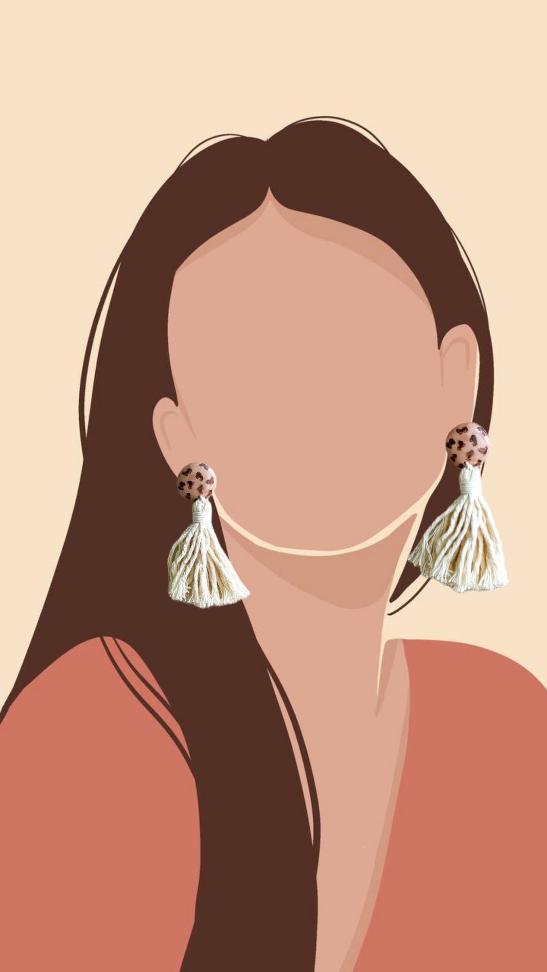 Серьги-кисти с керамической бусиной Лео