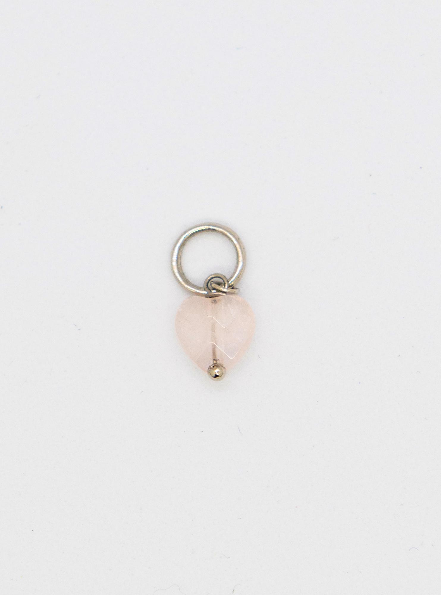 Подвеска Сердце мини из розового кварца, gold/silver