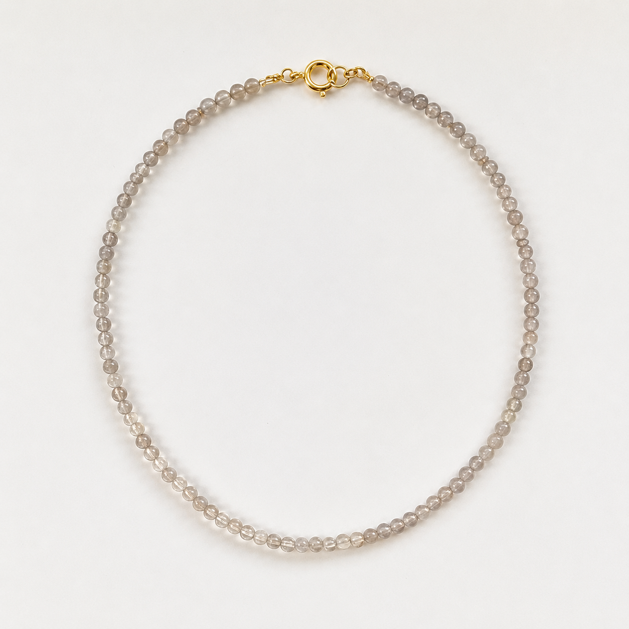 Колье из бусин Хальцедона 4 мм, gold/silver