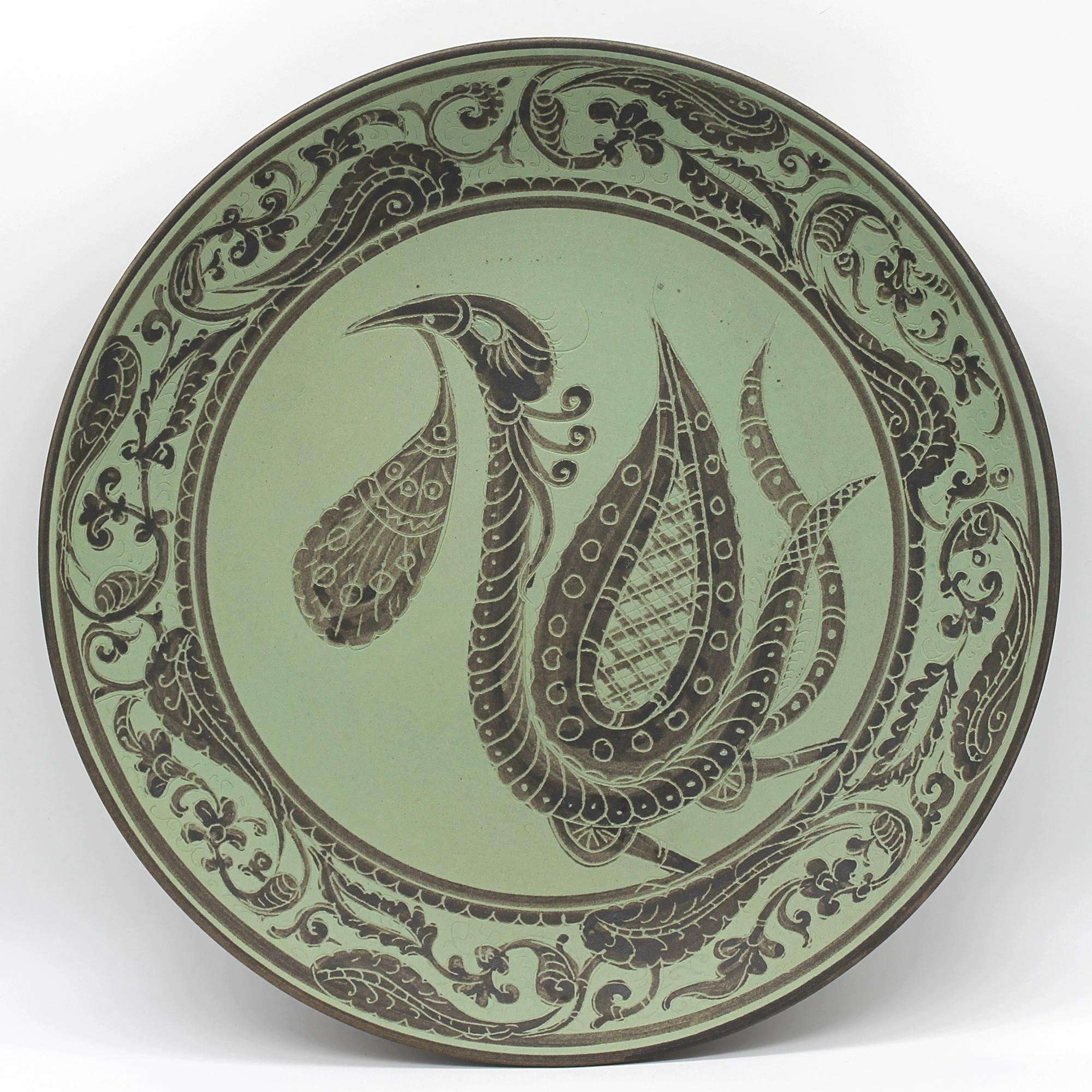 Узбекский ляган, глазурь, матовая, Риштанская керамика, Алишер Назиров, диаметр 32 см