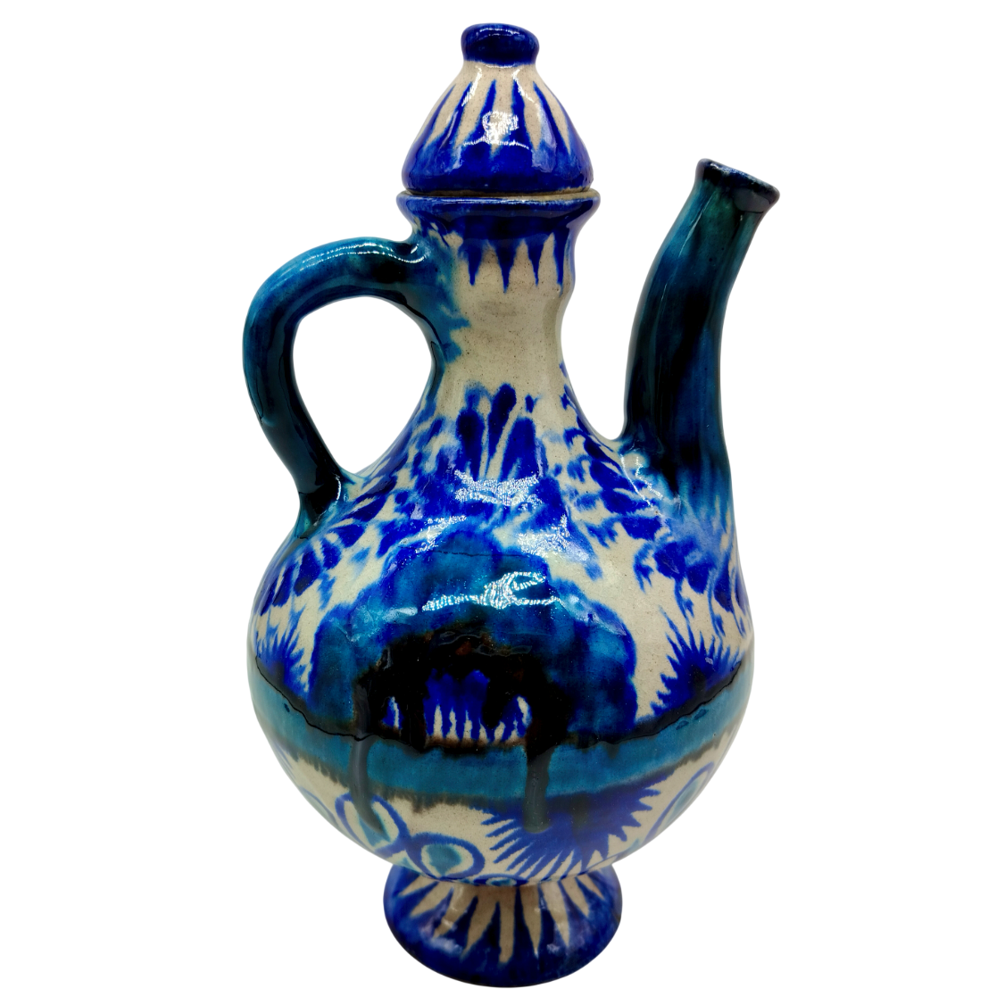 Риштанская керамика, авторский кувшин из Риштана ручной работы. Мастер Исмаил Комилов