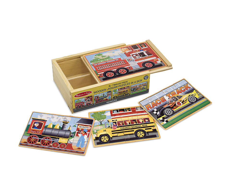 Деревянные пазлы в коробке