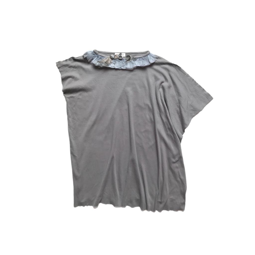 Feather neck short tunic