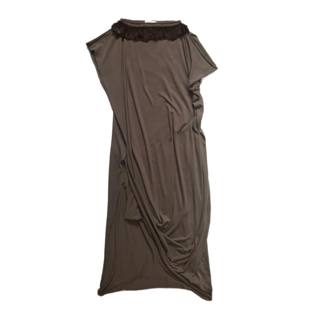 Feather neck long tunic