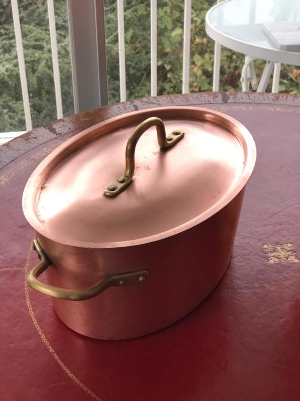 Медная кастрюля, латунные ручки, внутреннее серебрение, ФраJOS.HEINRICHS PARIS+NEWYORK PURE COPPER STERLING SILVER