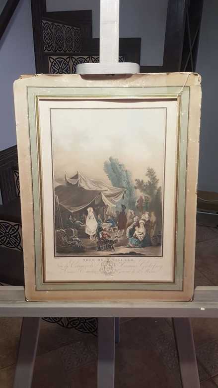 Цветная гравюра "Деревенская свадьба", 36х46, начало ХХ века, Франция