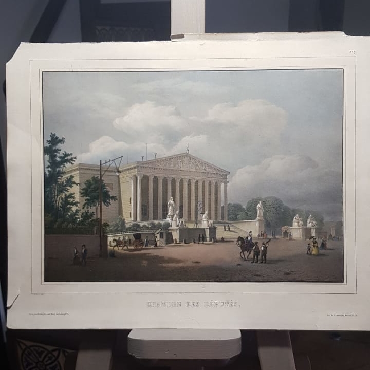 Гравюра  " Депутатский дворец", Франция, ХХ век, 44х34