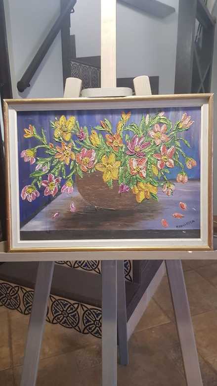 Картина"Букет", масло, мастихин, Франция, работа R Coletta, 50х38