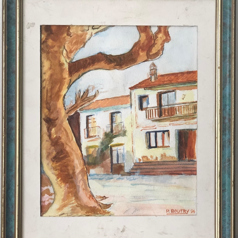 Картина, акварель 1994 г, художник P.Boutry, Франция, 25х34