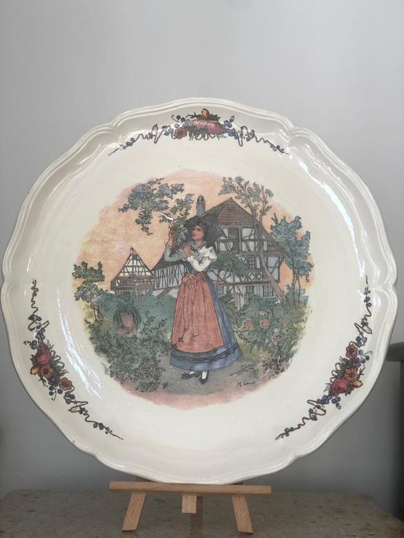 Блюдо круглое/фаянс+Блюдо для закусок, Sarreguemines Франция, "Эльзас", коллекционные