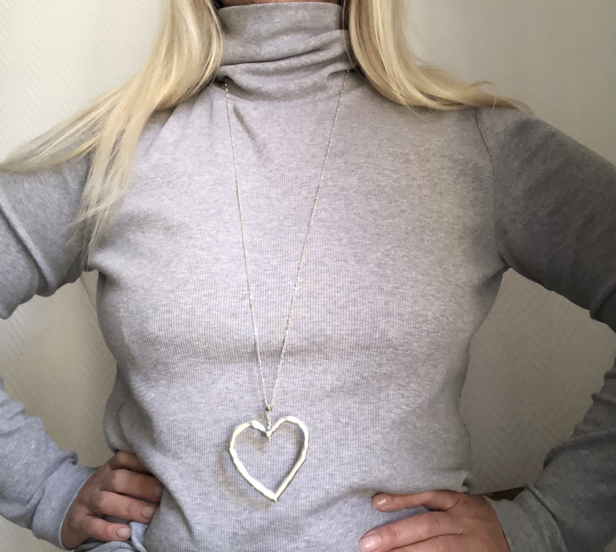 Цепочка с кулоном «Сердце» металл, винтажная бижутерия, Франция