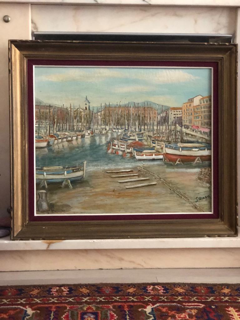 КАРТИНА "НИЦЦА ПОРТ" 1961г ФРАНЦИЯ/масло