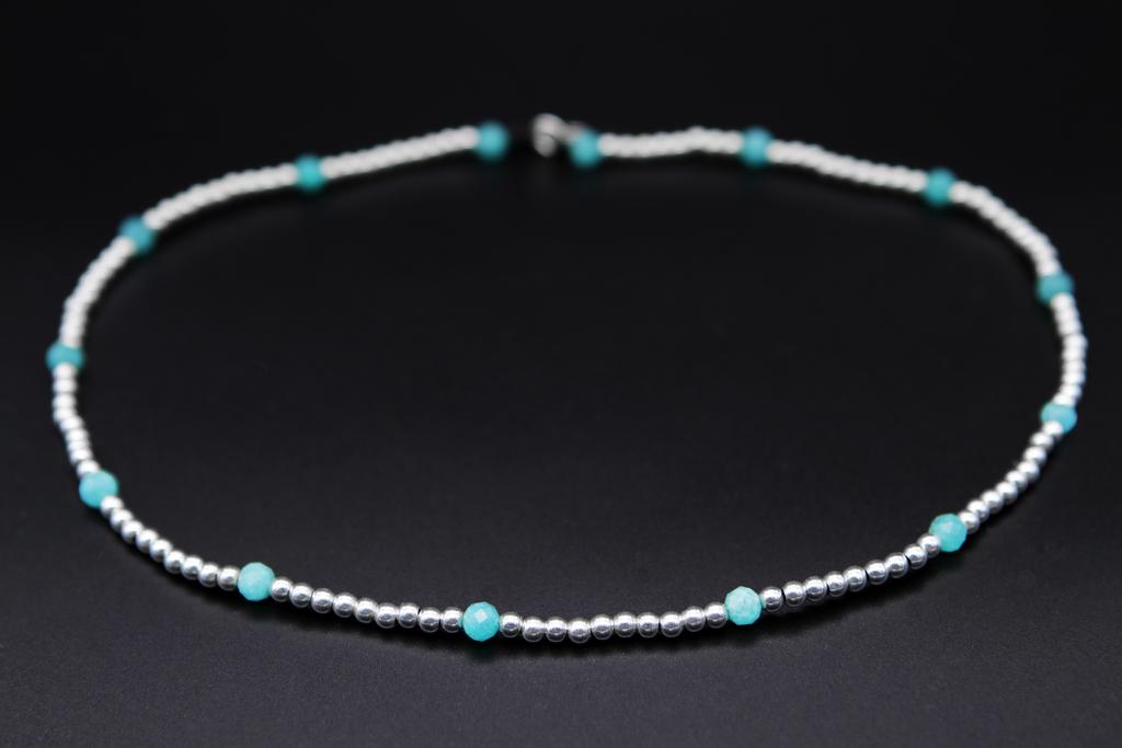 Чокер, серебро 925 с амазонитом Amc002