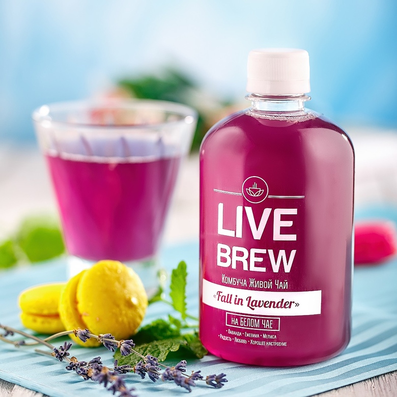 Комбуча "Fall in Lavender" на белом чае (Лаванда + Ежевика + Мелиса + Клитория)