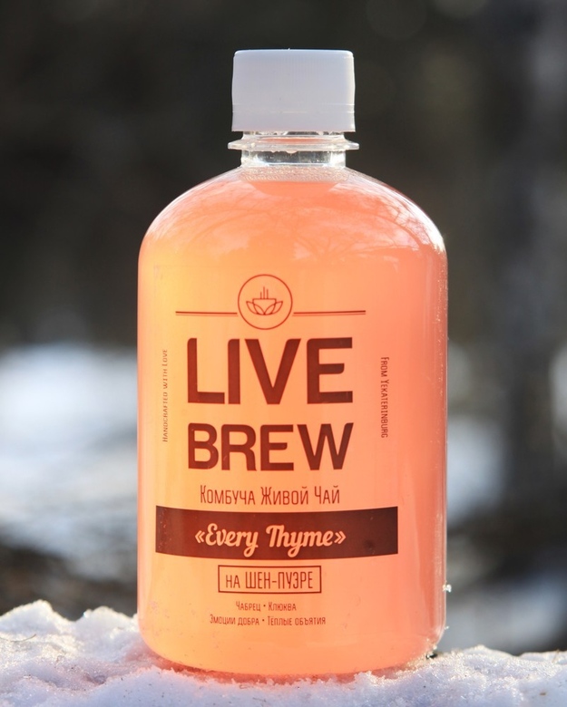 Комбуча "Every Thyme" на Пуэре (шен-светлый) (Чабрец + Клюква)