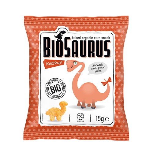 кукурузные снеки Biosaurus с кетчупом