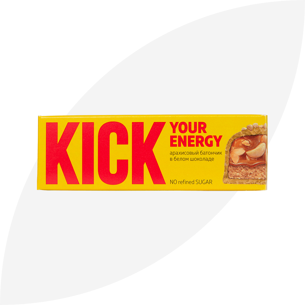 Арахисовый батончик KICK в белом шоколаде