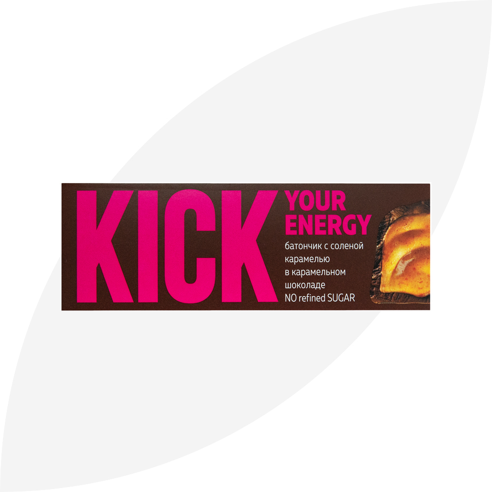 Батончик KICK с соленой карамелью в карамельном шоколаде