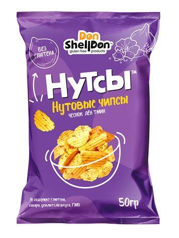 Безглютеновые чипсы «НУТСЫ» со вкусом чеснока, льна и тмина