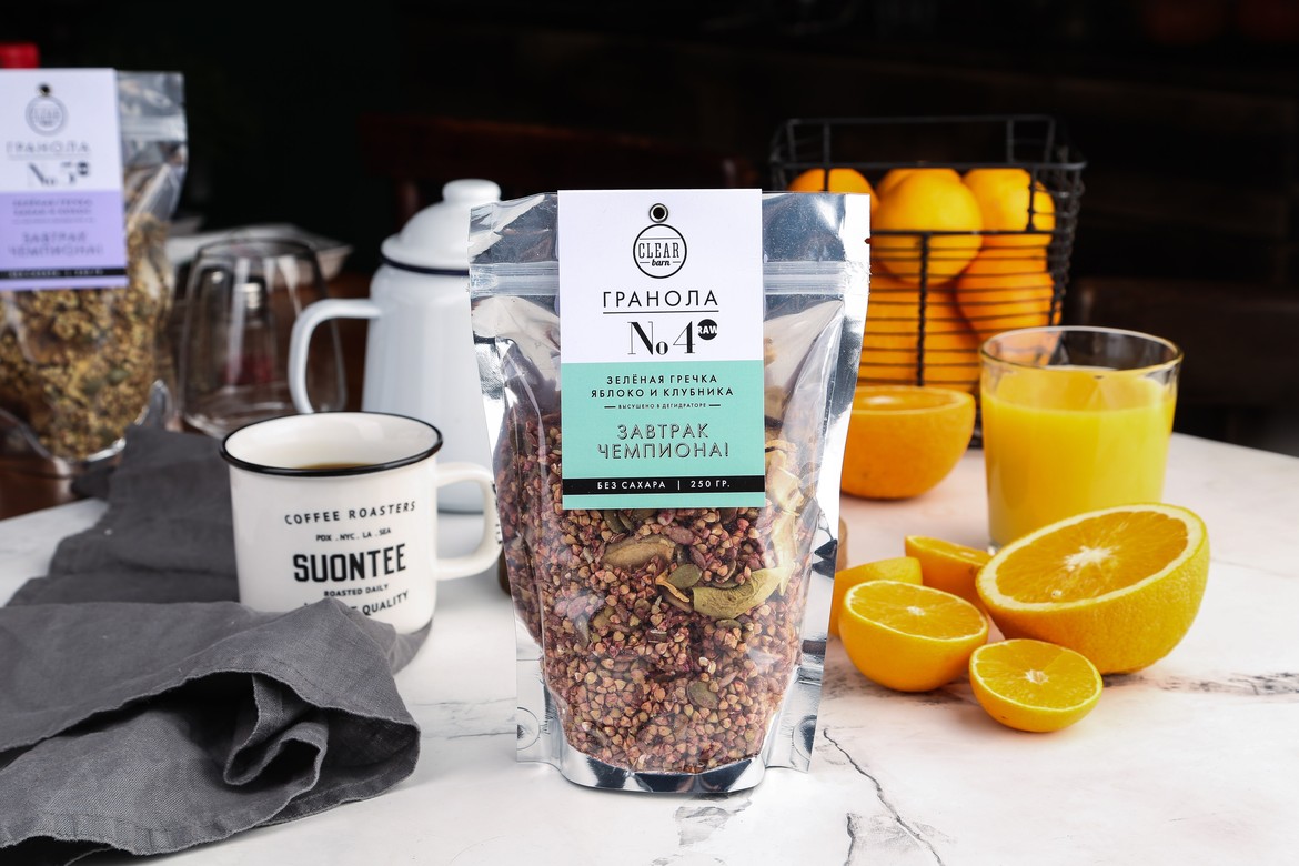 Гранола №4 Зеленая Гречка Яблоко и Клубника