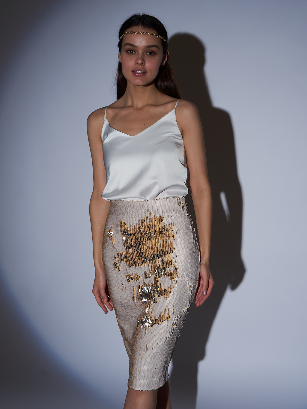 Юбка с пайетками золотого цвета