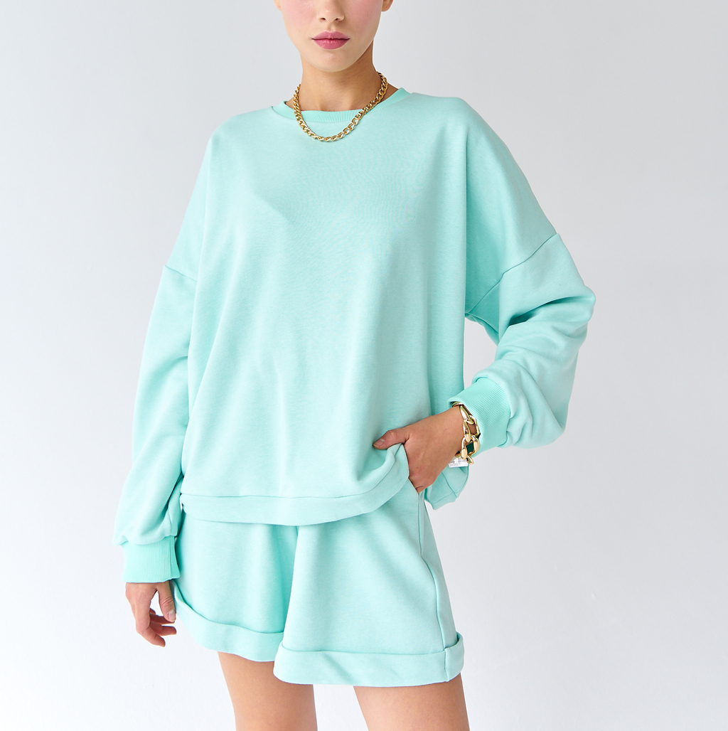 Комплект шорты и толстовка мятного цвета