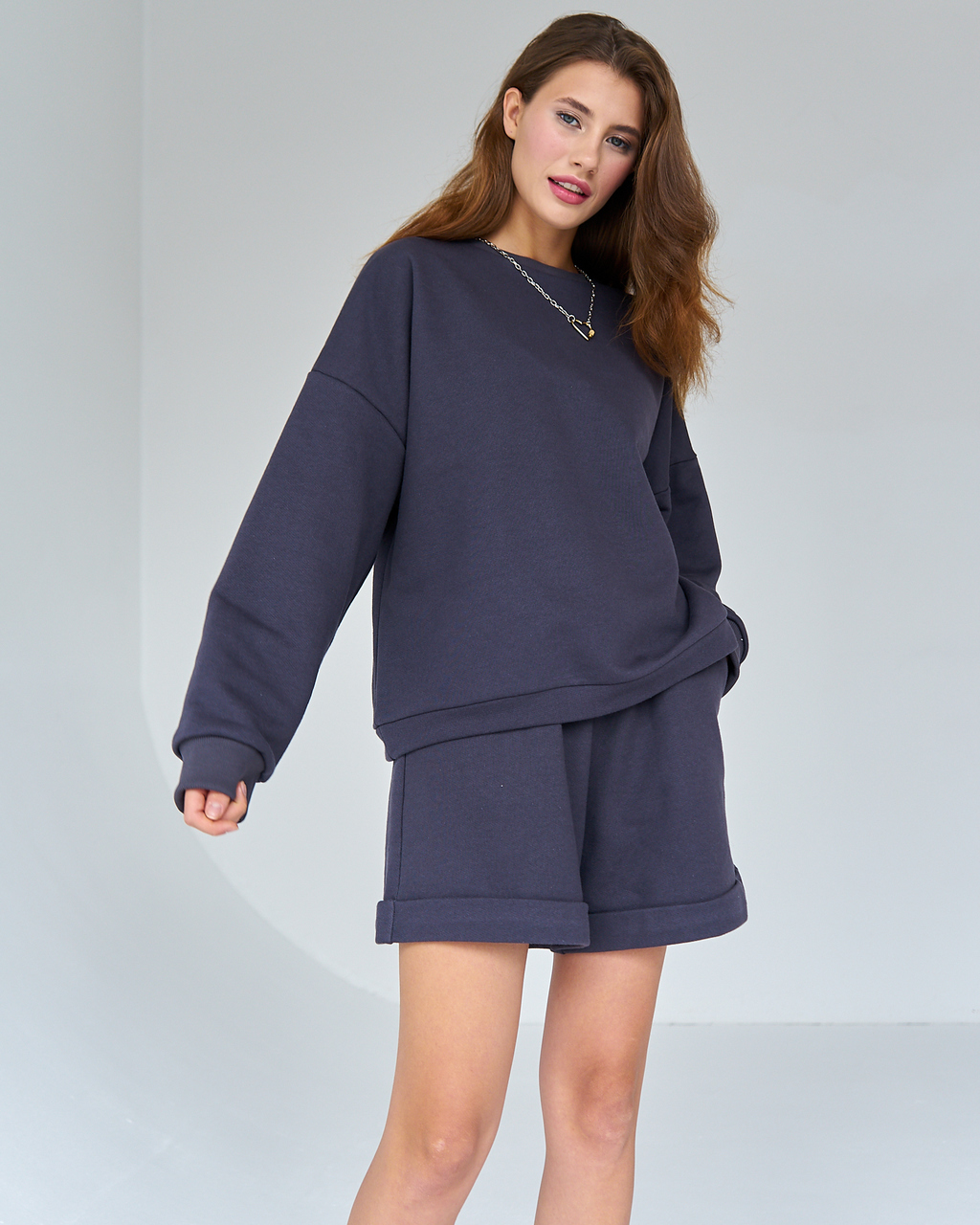 Комплект шорты и толстовка графитового цвета