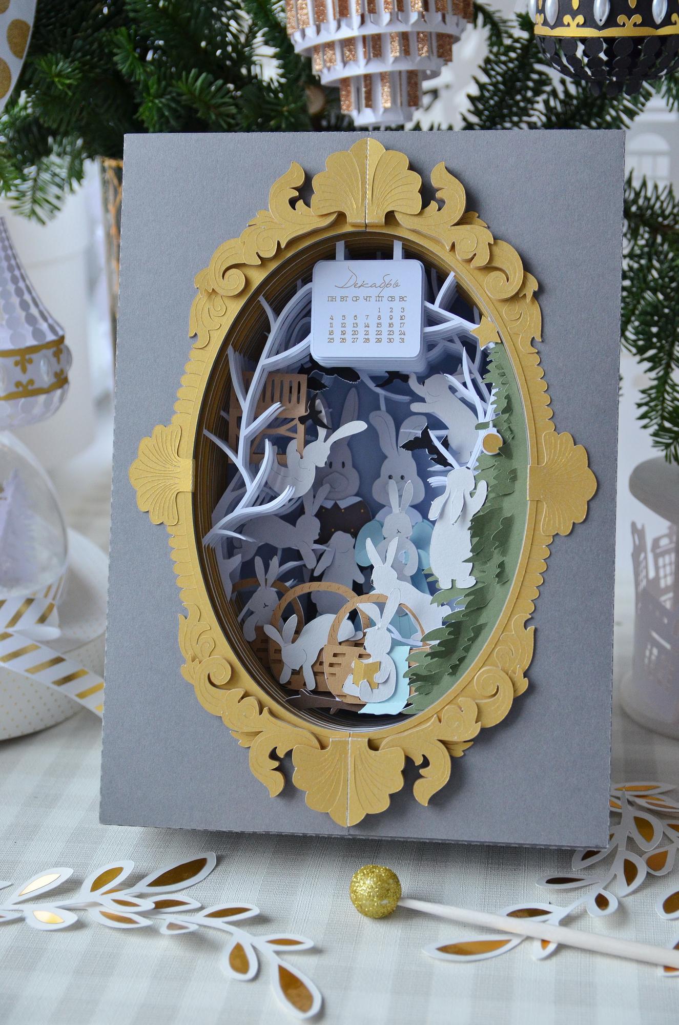 Календарь с кроликами 2023