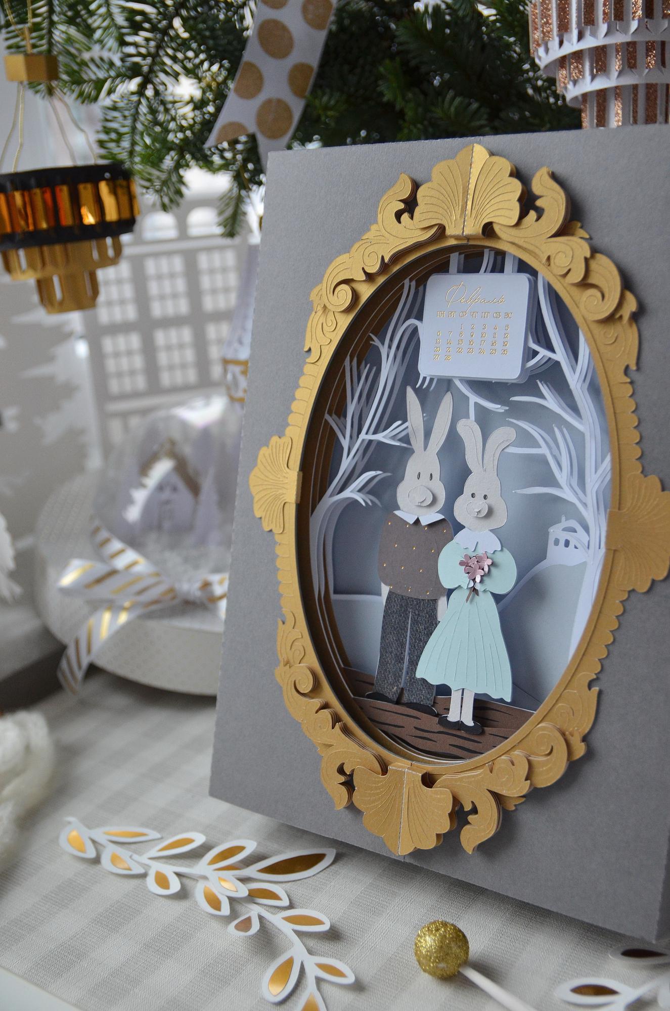 Календарь с кроликами 2023