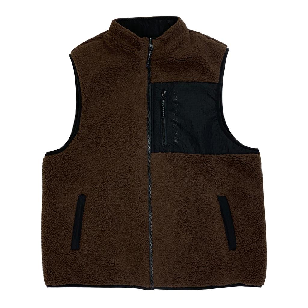 REVERSIBLE FLEECE VEST BROWN