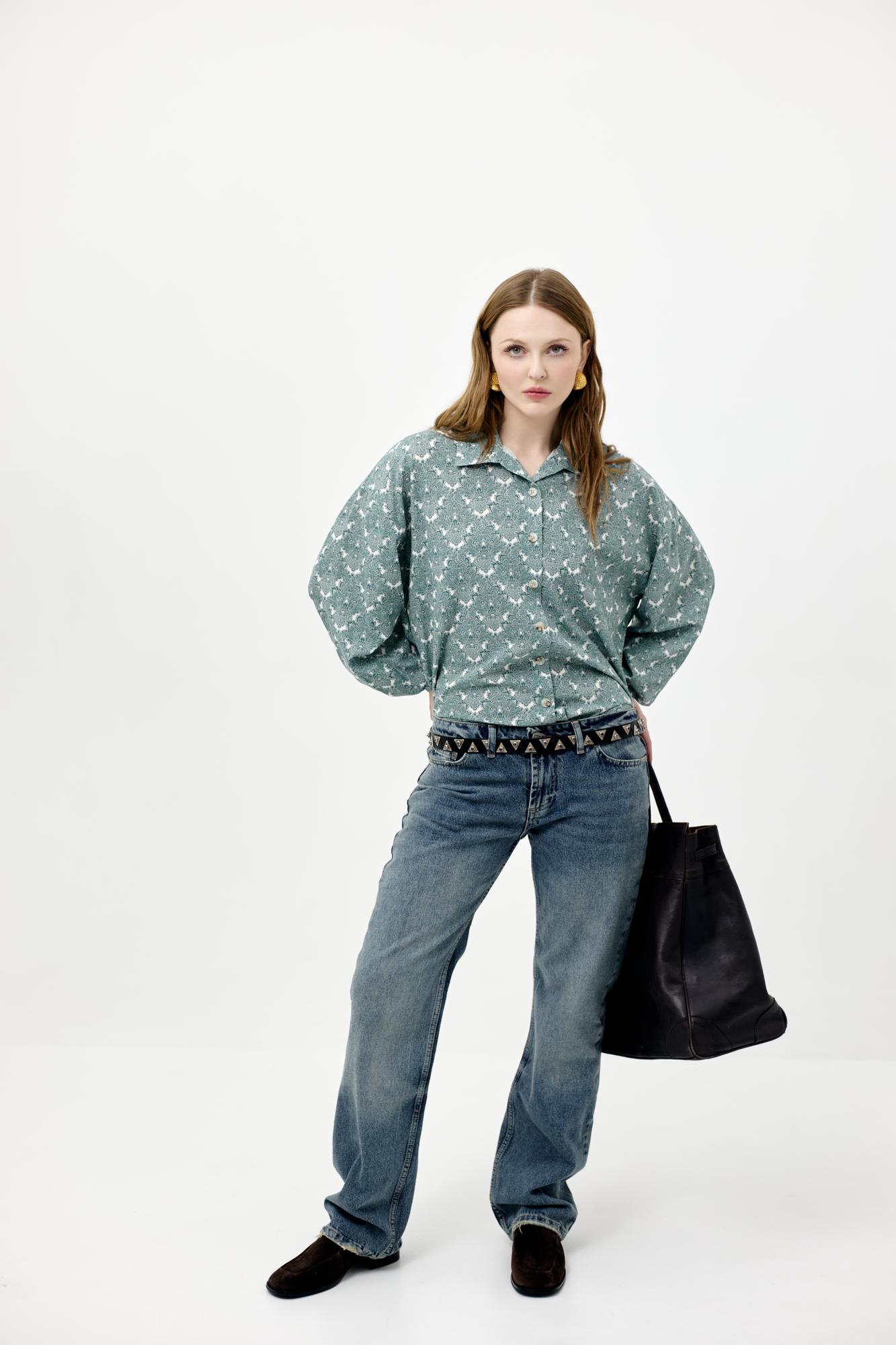 Рубашка из французского хлопка GREEN PATTERN